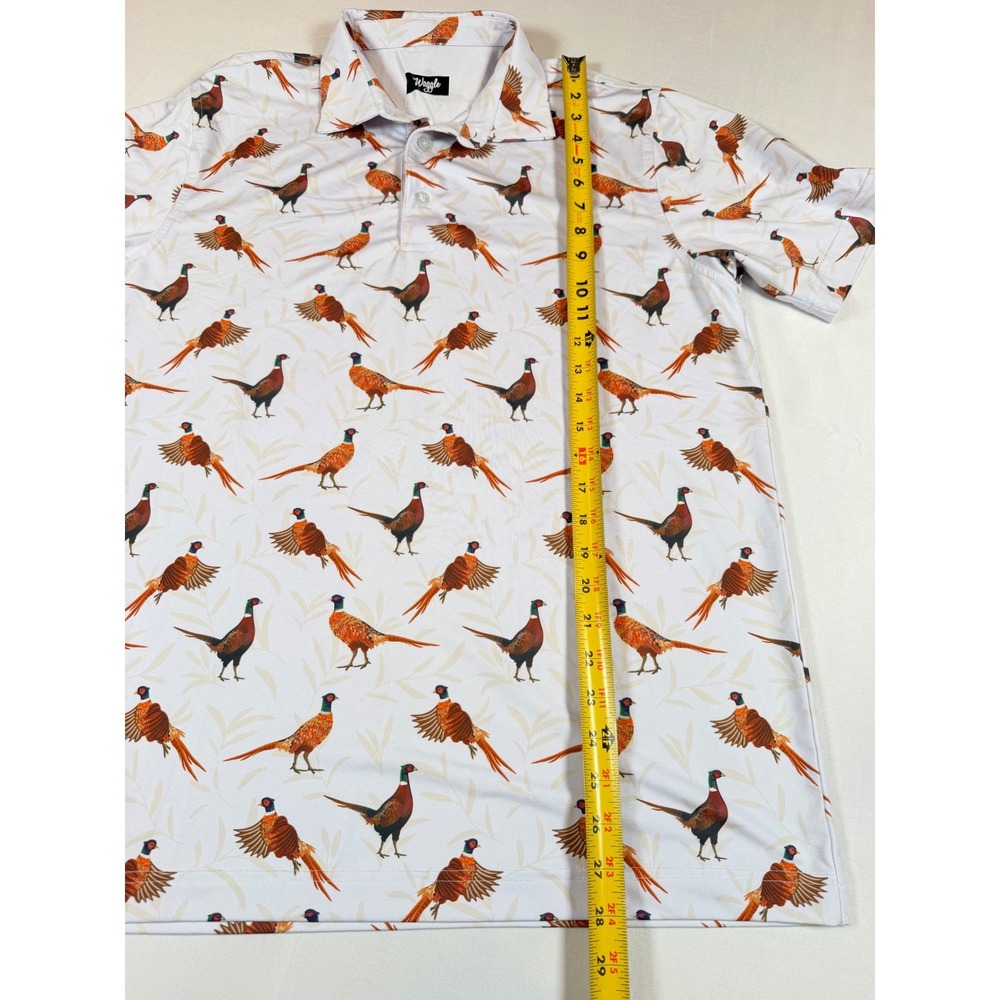 Waggle Mens Pheasant Golf Polo Shirt Large Short Sleeve Bird Print Performance - Picture 4 of 5